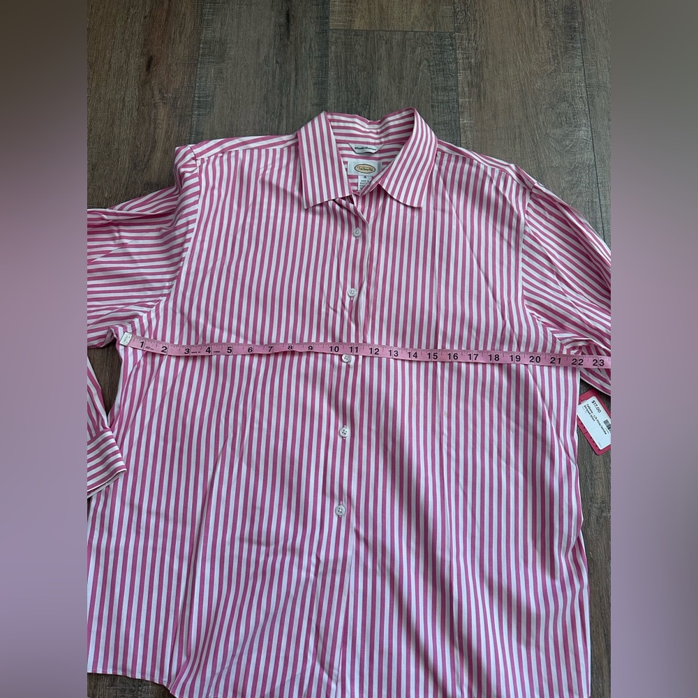 Talbots Pink and White Striped Button Down Shirt - Picture 2 of 5